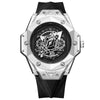 BINBOND B2266 Men Luminous Calendar Outdoor Waterproof Watches, Color: Black Leather-White Steel