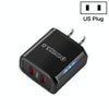 36W Dual Port QC3.0 USB Mobile Phone Charger Dual 18W Output, US Plug(Black)