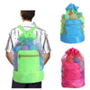 Double Shoulder Mesh Backpack Toy Storage Beach Bag For Children(Blue)