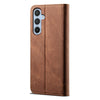 For Samsung Galaxy A56 5G Denim Texture Casual Style Horizontal Flip Leather Case(Brown)