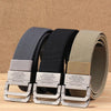 Men Double Ring Buckle Canvas Belt Outdoor Casual Woven Elastic Belt 120cm(Wolf Brown)