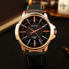 358 YAZOLE Men Fashion Business Waterproof Leather Band Quartz Wrist Watch(Black)