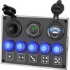 5-Position Switch Dual USB With Voltage Power Base Car Yacht RV Switch Panel Combination(Blue Light)