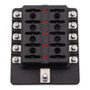 1 in 10 Out Fuse Box Screw Terminal Section Fuse Holder Kits with LED Warning Indicator for Auto Car Truck Boat