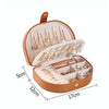 Double Layer PU Jewelry Storage Box Semi-circular Portable Earring Necklace Ring Organizer Box(Brown)