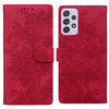 For Samsung Galaxy A52 / A52s 5G Lace Floral Embossed Magnetic Buckle PU Phone Case With Wrist Strap(Red)
