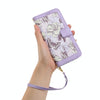 For iPhone XS Max Floral Pattern Leather Phone Case with Lanyard(Light Purple)