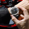 BINBOND B3591 30m Waterproof Luminous Calendar Men Watch, Color: Black Steel-Black