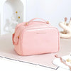 Waterproof PU Cosmetic Bag Travel Double Zipper Toiletry Bag(Pink)