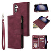 For Samsung Galaxy S25 5G Multifunctional Frosted Zipper Wallet Leather Phone Case(Wine Red)