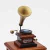 1:12 Mini House Toy Simulation Retro Gramophone with Record(Brown)