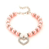 Pink Pearl Pet Collar, M (Cat & Dog) - Rhinestone, Copper
