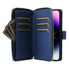 For iPhone 14 Pro Max Nine-card Slots Zipper Wallet Bag Leather Phone Case(Blue)