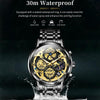 OLEVS 9947 Men Multifunctional Hollow Waterproof Quartz Watch(Black)