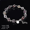 Hollow Checkered Colorful Rhinestone Fashion Silver Bracelet(Silver)