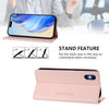 For iPhone XS Max RC01 Dual-Folded Magnetic Suction RFID Leather Phone Case(Pink)