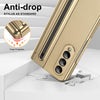 For Samsung Galaxy Z Fold4 Integrated PC + PU Phone Case with Pen / Pen Box(Gold)
