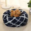 Luxurious Round Pet Bed, 60cm, Dark Blue - Warm & Cosy