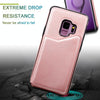 For Galaxy S9 Shockproof Calf Texture Protective Case with Holder & Card Slots & Frame(Rose Gold)