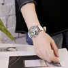 Musical Notation Shaped Dial Leather Belt Quartz Watch for Women / Men(white)