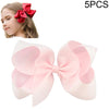 5 PCS 6 Inch Colorful Kids Girls Big Solid Ribbon Hair Bow Clips(24)
