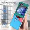 For Samsung Galaxy Z Flip6 VIETAO Metal Ring Card Slot PU Phone Case(Green Blue)