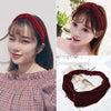 2 PCS Fashion Velvet Wide Cross Knot Headbands Women Elastic Hair Bands(Black)