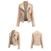 Women Short Leather Jacket Slim Jacket Motorcycle Suit, Size: XXXXL(Coffee)