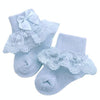 Bow Lace Baby Socks Newborn Cotton Baby Sock, Size:M(Blue)