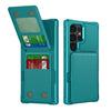 For Samsung Galaxy S25 Ultra 5G Vertical Flip Card Bag Holder Leather Phone Case(Cyan Green)
