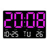 Large Display Led Digital Clock 5 Modes Brightness Adjustable Temperature Mute Electronic Clock(Western Red Double Color)