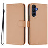 For Samsung Galaxy A26 5G Skin Feel Solid Color Leather Phone Case with Lanyard(Nude)