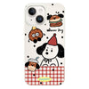 For iPhone 15 Plus Skin Feeling Jelly TPU Hybrid PC Phone Case(Hamburger Dachshund Beige)