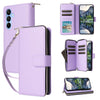 For Samsung Galaxy A15 Nine-card Slots Zipper Wallet Bag Leather Phone Case(Purple)