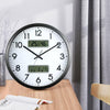 13 Inch Dual-screen LED Display Wall Clock Living Room Temperature And Humidity Calendar Multi-function Clock(Black)