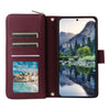For Samsung Galaxy A15 Nine-card Slots Zipper Wallet Bag Leather Phone Case(Wine Red)