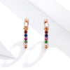 Sterling Silver Rainbow Earrings S925 Zircon Earrings, Color:Rose Gold