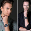 CAGARNY 6820 Fashionable Multifunctional Style Quartz Business Sport Wrist Watch with Leather Band & GMT Time & Calendar & Luminous Display for Men(Brown)
