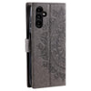 For Samsung Galaxy A36 Totem Flower Embossed Leather Phone Case with Lanyard(Grey)