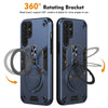 For Samsung Galaxy S25 Ultra 5G Metal Ring 360 Degree Rotating Holder PC Hybrid TPU Phone Case(Navy Blue)
