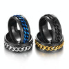 2 PCS Men Stainless Steel Embossed Turnable Chain Rings, Color: Steel Color(7)
