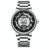 BINBOND B7872 Multifunctional Hollow Luminous Waterproof Quartz Watch, Color: White Steel-Black-White