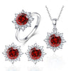 3 PCS/Set Snow Shape Gemstone Jewelry Set For Women, Ring Size:10(Red)