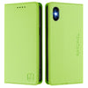 For iPhone X / XS RC01 Dual-Folded Magnetic Suction RFID Leather Phone Case(Grass Green)