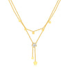OPK GX2435 Vintage Simple Double Layers Stacked Tassel Flower Pendant Stainless Steel Necklace