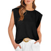 Women Summer Loose Top Basic T-Shirt Round Neck Casual Tank, Size: XXL(Black)