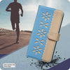 For Samsung Galaxy S23 5G Splicing Color Hollow Flower Pattern RFID Leather Phone Case(Baby Blue)