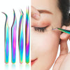 Nail Art Eyelash Tweezers Stainless Steel Colorful High Precision Grafting Eyelash Curler, Specification: 3 PCS Mirror Light Dolphin Clip