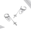 S925 Sterling Silver Long Tassel Shining Cross Women Earrings
