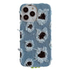 For iPhone 11 Pro Max Creative Multi-hole Black Lace Denim PU Phone Case